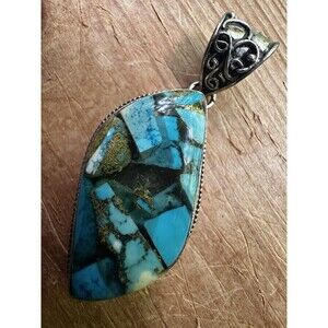 Turquoise Chip Sterling Silver Pendant